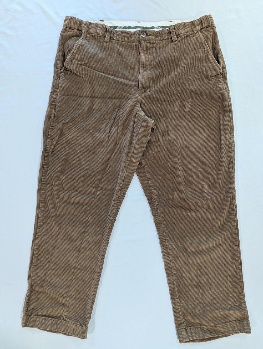 L.L. Bean Pants Mens 40x30 Brown Comfort Waist Corduroy Chino Stretch Casual